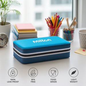 MILTON New Mini Lunch Insulated Tiffin with 2 280 ml Each, Cyan 2 Containers Lunch Box  (560 ml)